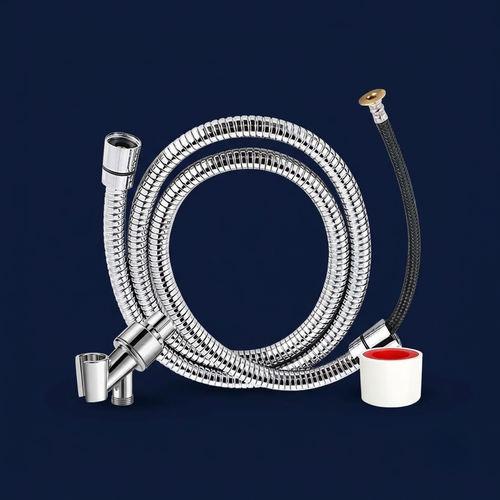 Stainless hose, adjustable mount and Teflon tape